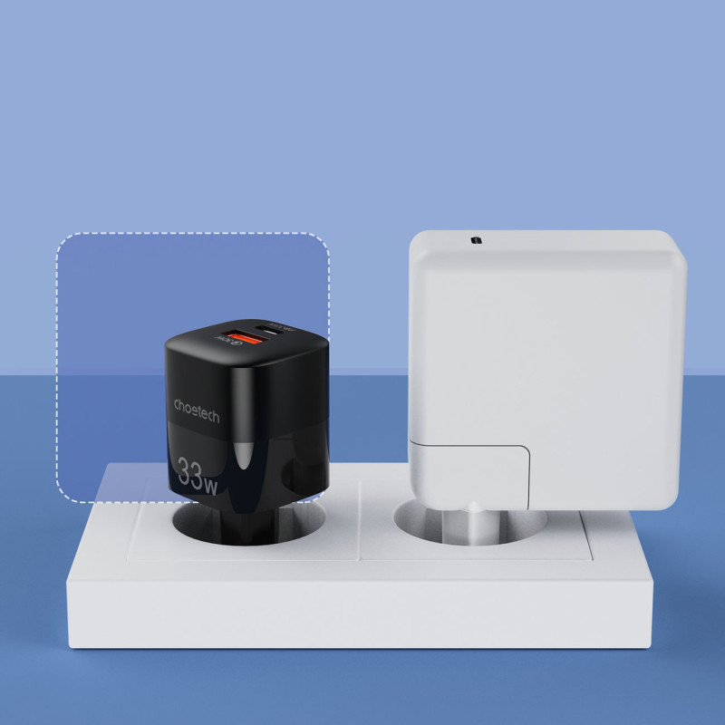 Greitas įkroviklis GaN USB Type C PD QC 33W juodas