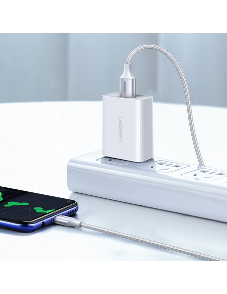 
Pintinis kabelis USB-A - USB-C QC 3.0 AFC ir FCP 3A 2m - baltas
