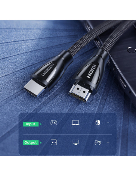 
HDMI 2.1 8K 60Hz 4K 120Hz garso ir vaizdo kabelis 1 m – juodas
