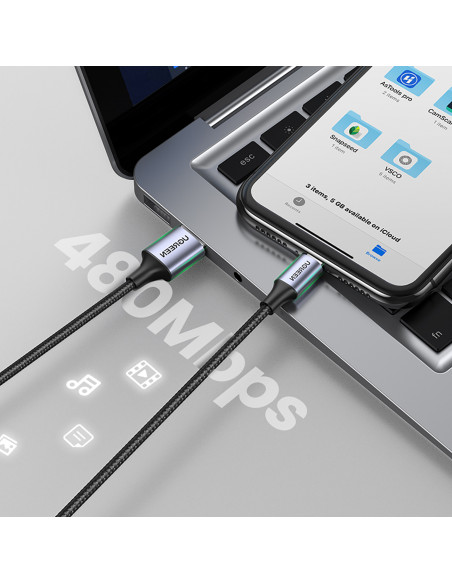 
Pintinis USB-A į iPhone Lightning MFi kabelis 1,5 m – juodas
