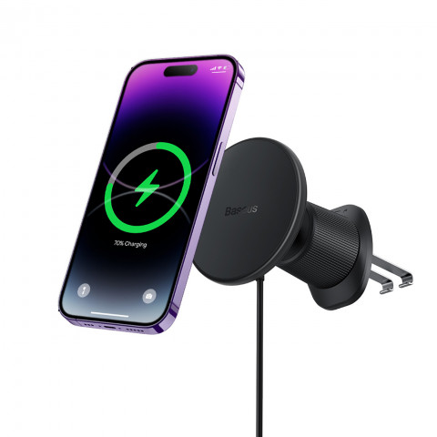 
„iPhone“ automobilinis laikiklis su 15 W indukciniu įkrovikliu, skirtas oro išleidimo angai – juodas
