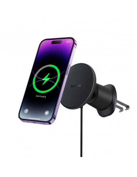 
„iPhone“ automobilinis laikiklis su 15 W indukciniu įkrovikliu, skirtas oro išleidimo angai – juodas
