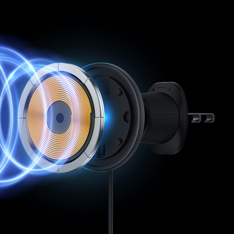 
„iPhone“ automobilinis laikiklis su 15 W indukciniu įkrovikliu, skirtas oro išleidimo angai – juodas
