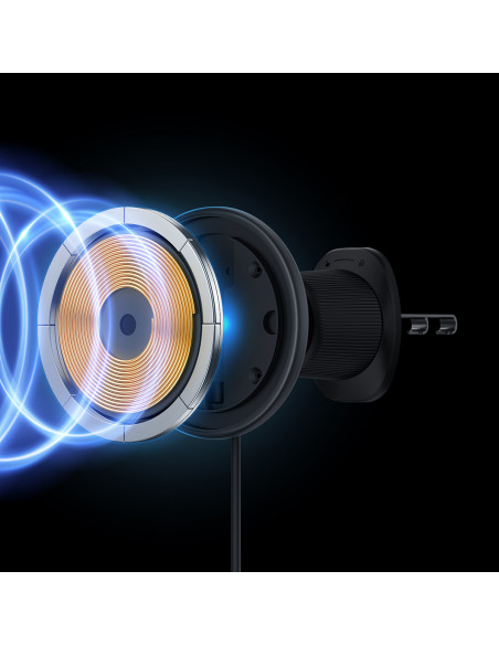 
„iPhone“ automobilinis laikiklis su 15 W indukciniu įkrovikliu, skirtas oro išleidimo angai – juodas
