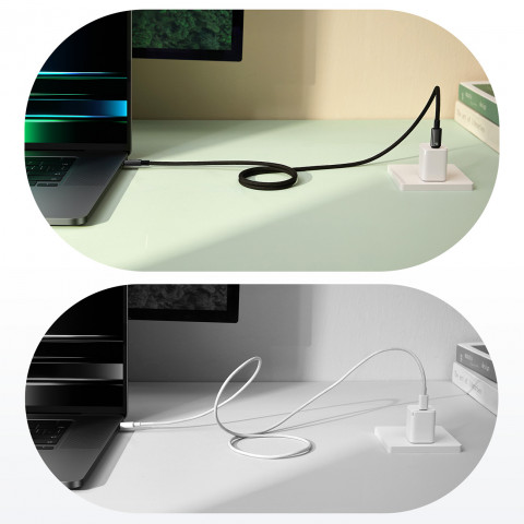 
Volframo aukso spalvos laidas su magnetiniu organizatoriumi USB-C 100W 1m - juodas
