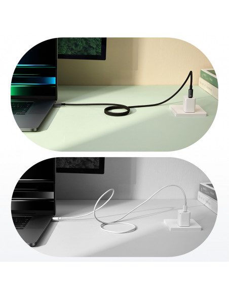 
Volframo aukso spalvos laidas su magnetiniu organizatoriumi USB-C 100W 1m - juodas
