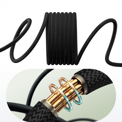 
Volframo aukso spalvos laidas su magnetiniu organizatoriumi USB-C 100W 1m - juodas
