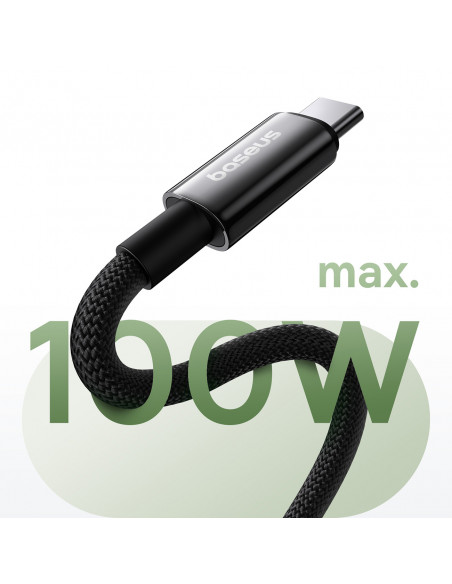 
Volframo aukso spalvos laidas su magnetiniu organizatoriumi USB-C 100W 1m - juodas
