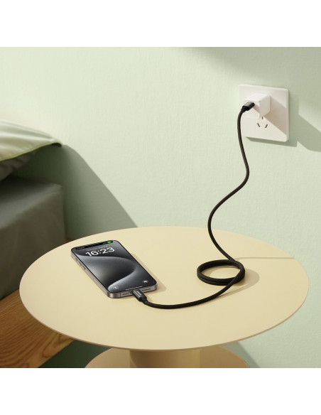 
Volframo aukso spalvos laidas su magnetiniu organizatoriumi USB-C 100W 1m - juodas
