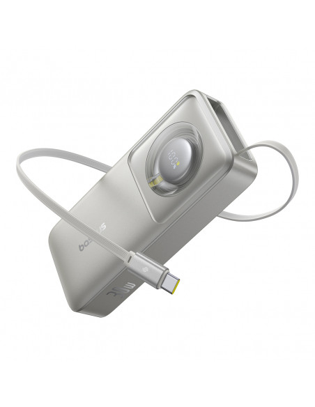 
„Free2Pull“ 10000 mAh 30 W išorinė baterija su USB-C prievadu ir ištraukiamu USB-C laidu – pilka
