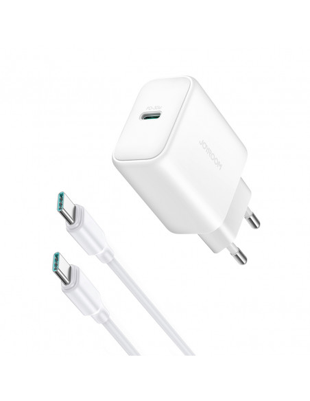 
USB-C PD 30W QC SFC sieninis įkroviklis + 1 m USB-C laidas – baltas
