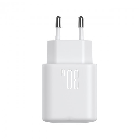 
USB-C PD 30W QC SFC sieninis įkroviklis + 1 m USB-C laidas – baltas
