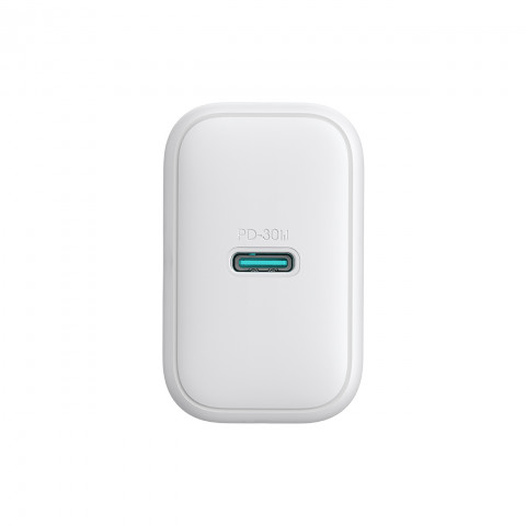 
USB-C PD 30W QC SFC sieninis įkroviklis + 1 m USB-C laidas – baltas
