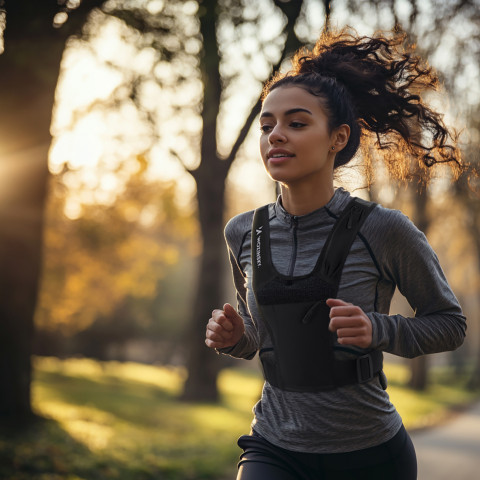 
Šviesą atspindinti bėgimo liemenė su kišenėmis – juoda
