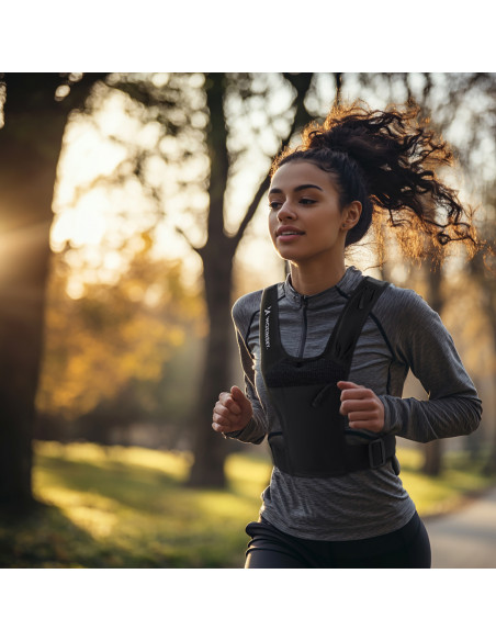 
Šviesą atspindinti bėgimo liemenė su kišenėmis – juoda
