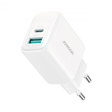 
USB-C USB-A 20W PD QC 3.0 sieninis įkroviklis – baltas
