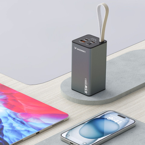 
Nešiojamoji baterija K65+ 65W 30000mAh 2x USB-C 1x USB-A 65W - juoda
