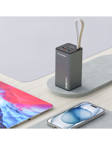 
Nešiojamoji baterija K65+ 65W 30000mAh 2x USB-C 1x USB-A 65W - juoda
