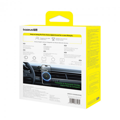 
„MagPro II“ automobilinis telefono laikiklis su „MagSafe“ plokšte, skirtas prietaisų skydeliui – juodas
