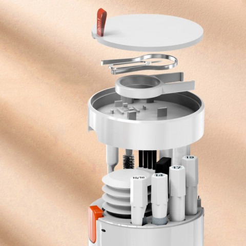 
20in1 daugiafunkcis telefonų, ausinių, klaviatūrų, ekranų ir optikos valymo rinkinys – baltas
