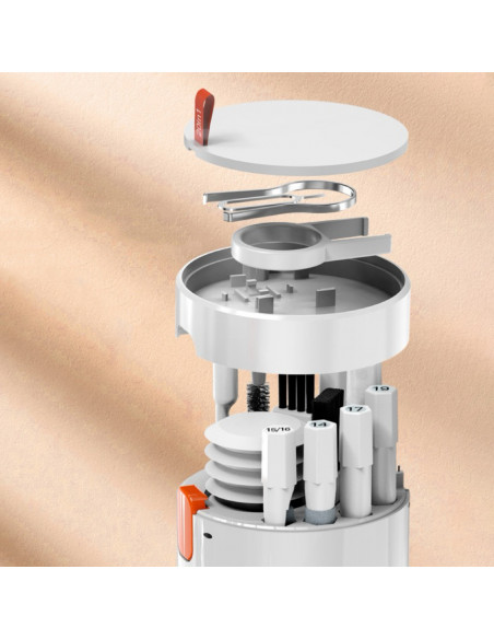 
20in1 daugiafunkcis telefonų, ausinių, klaviatūrų, ekranų ir optikos valymo rinkinys – baltas
