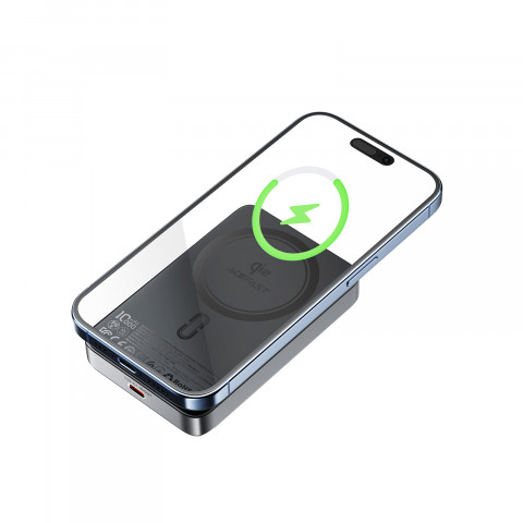 
Magnetinė išorinė baterija 10000mAh 30W Qi2 su MagSafe - juoda
