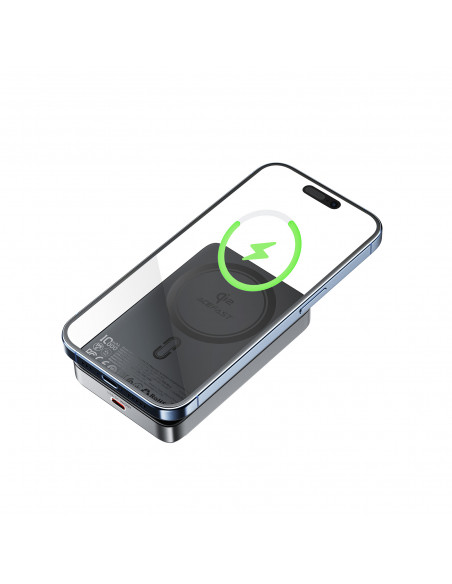 
Magnetinė išorinė baterija 10000mAh 30W Qi2 su MagSafe - juoda
