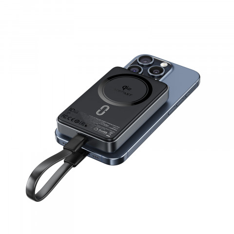 
Magnetinė išorinė baterija 10000mAh 30W Qi2 su MagSafe - juoda
