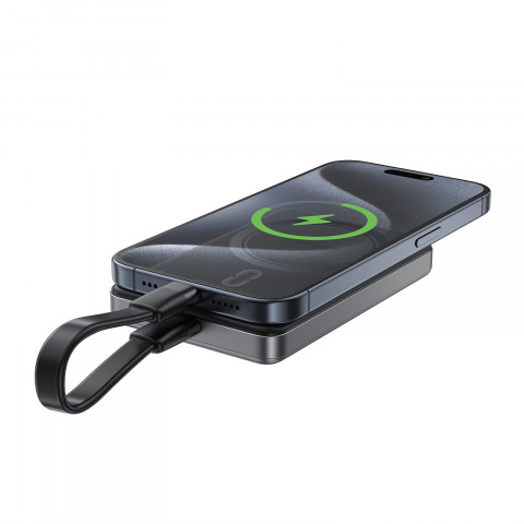 
Magnetinė išorinė baterija 10000mAh PD20W „MagSafe Ultra Thin“ – juoda
