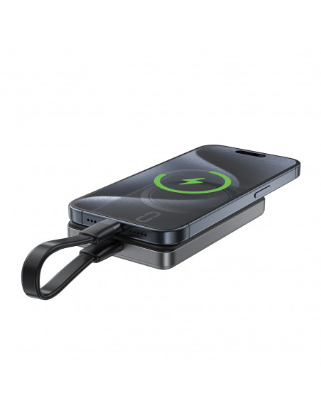 
Magnetinė išorinė baterija 10000mAh PD20W „MagSafe Ultra Thin“ – juoda
