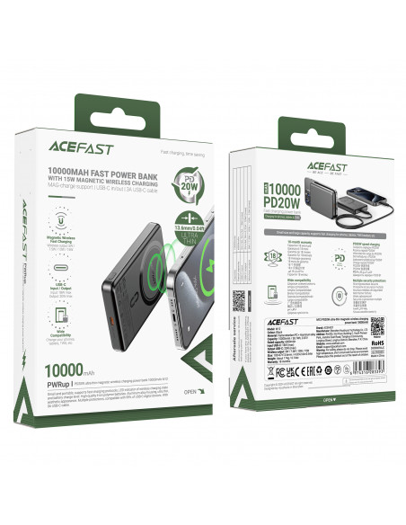 
Magnetinė išorinė baterija 10000mAh PD20W „MagSafe Ultra Thin“ – juoda
