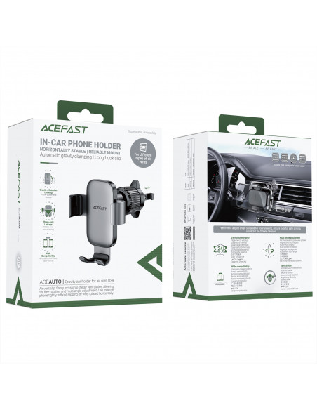 
„Gravity“ automobilio telefono laikiklis oro išleidimo angai – juodas
