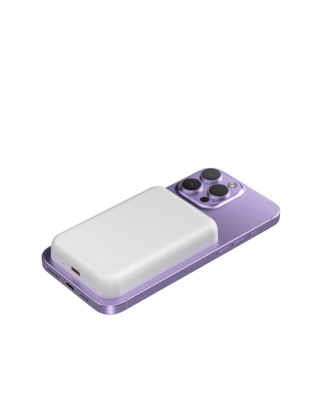 
Magnetinė išorinė baterija 10000 mAh su 25 cm USB-C laidu – balta
