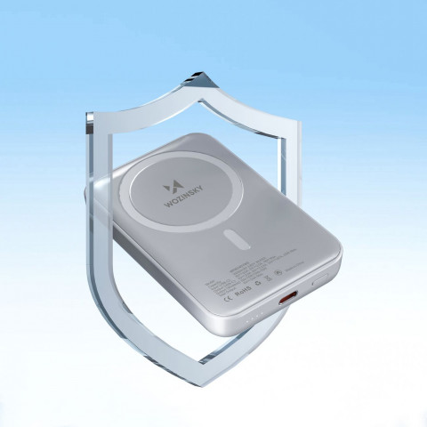 
Magnetinė išorinė baterija 10000 mAh su 25 cm USB-C laidu – balta
