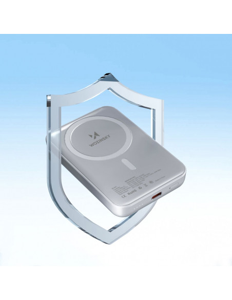 
Magnetinė išorinė baterija 10000 mAh su 25 cm USB-C laidu – balta
