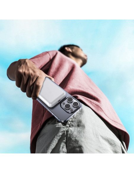 
Magnetinė išorinė baterija 10000 mAh su 25 cm USB-C laidu – balta
