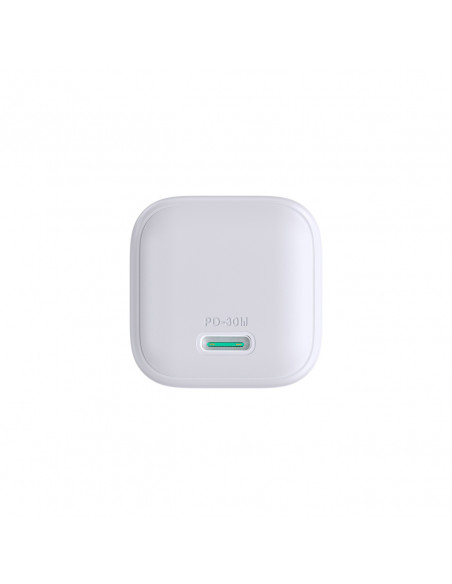 
Mini 30W GaN USB-C sieninis įkroviklis – baltas
