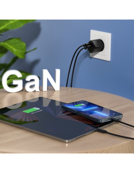 Greitas įkroviklis GaN USB Type C PD QC 33W juodas Greitas įkroviklis GaN USB Type C PD QC 33W juodas