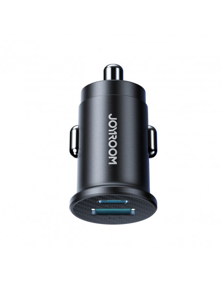 
Mini 15W USB-A USB-C automobilinis įkroviklis – juodas
