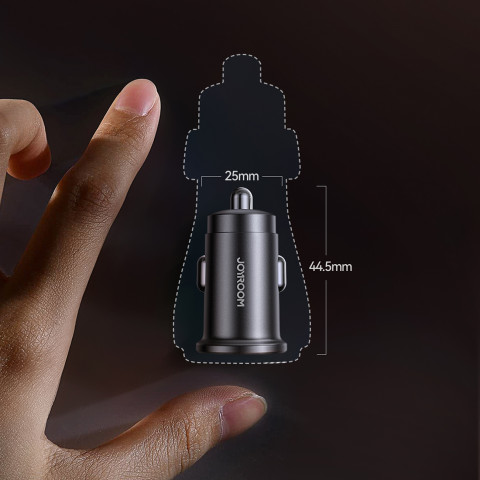 
Mini 15W USB-A USB-C automobilinis įkroviklis – juodas
