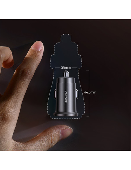 
Mini 15W USB-A USB-C automobilinis įkroviklis – juodas
