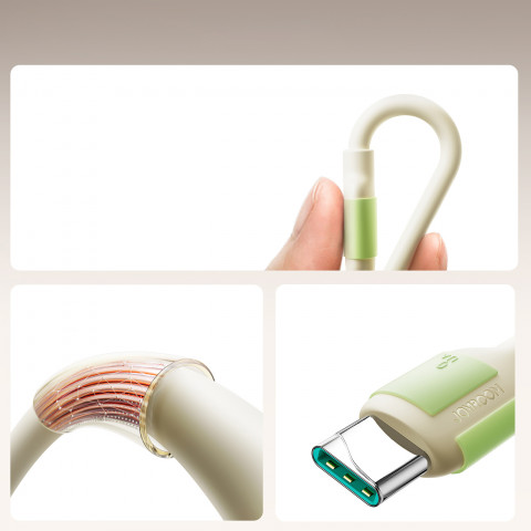 
USB-A - USB-C laidas su fluorescenciniu antgaliu 1,2 m - smėlio spalvos
