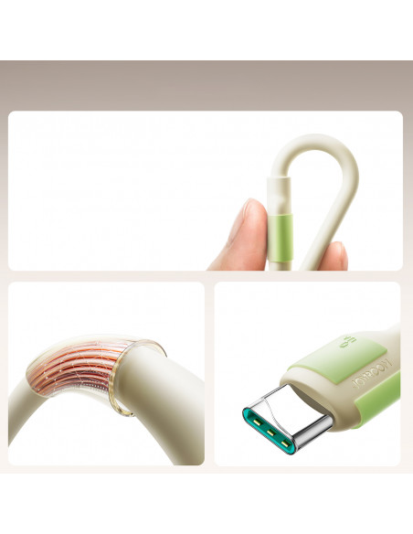 
USB-A - USB-C laidas su fluorescenciniu antgaliu 1,2 m - smėlio spalvos
