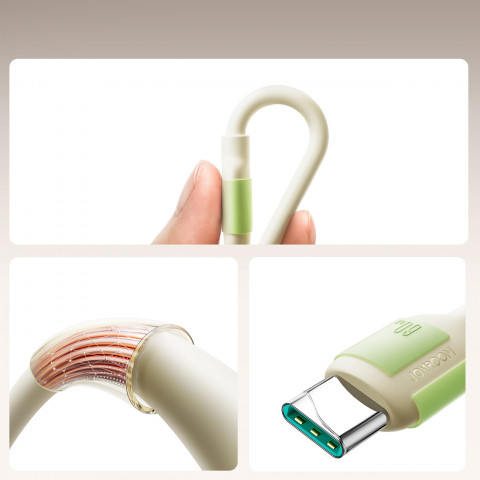 
USB-C - USB-C laidas su fluorescenciniu antgaliu 60W 1.2m - smėlio spalvos
