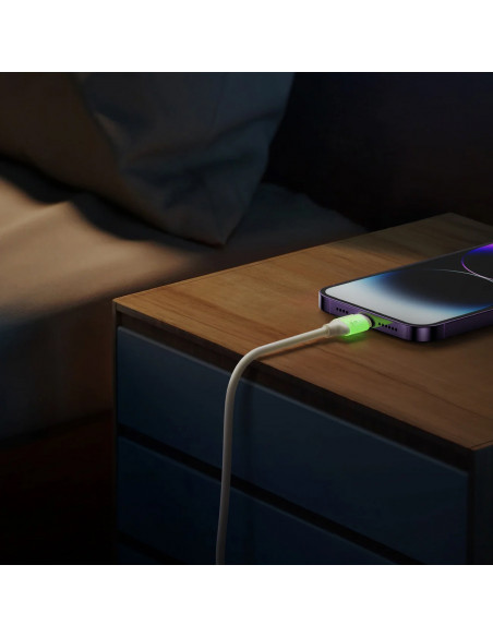 
USB-A - iPhone Lightning kabelis su fluorescenciniu antgaliu 3A 2m - smėlio spalvos
