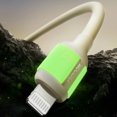 
USB-A - iPhone Lightning kabelis su fluorescenciniu antgaliu 3A 2m - smėlio spalvos
