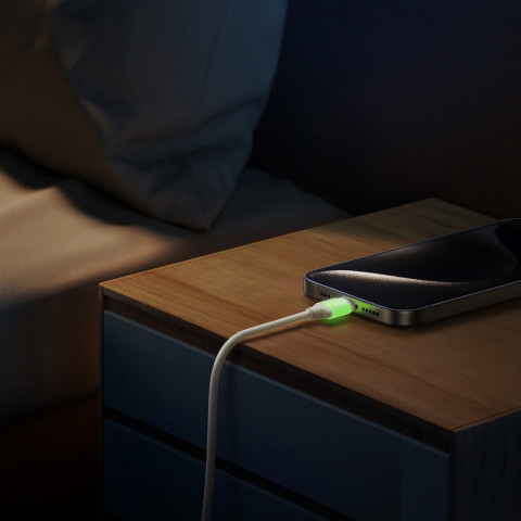 
USB-C - USB-C laidas su fluorescenciniu antgaliu 60W 2m - smėlio spalvos

