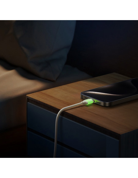 
USB-C - USB-C laidas su fluorescenciniu antgaliu 60W 2m - smėlio spalvos
