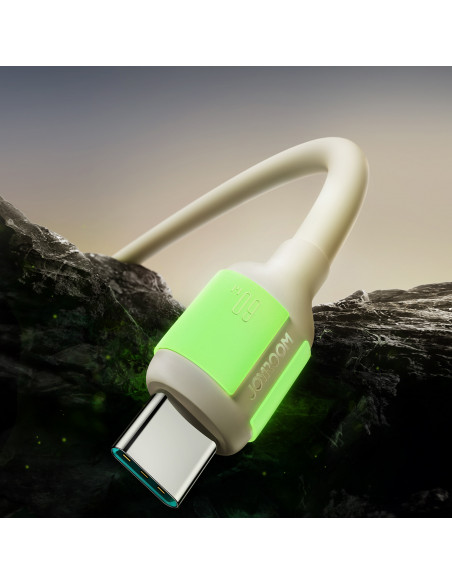
USB-C - USB-C laidas su fluorescenciniu antgaliu 60W 2m - smėlio spalvos
