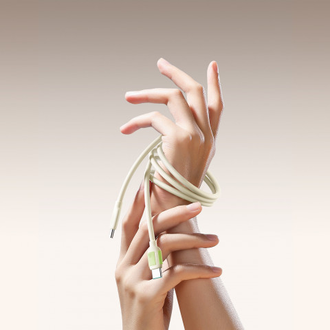 
USB-C - USB-C laidas su fluorescenciniu antgaliu 60W 2m - smėlio spalvos
